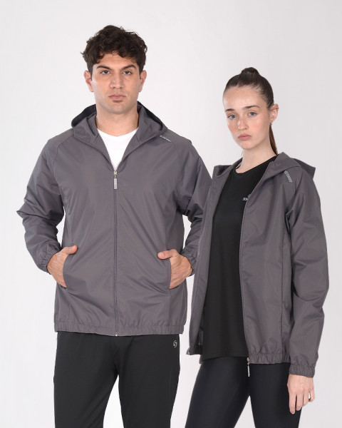 Campera impermeable gris plomo