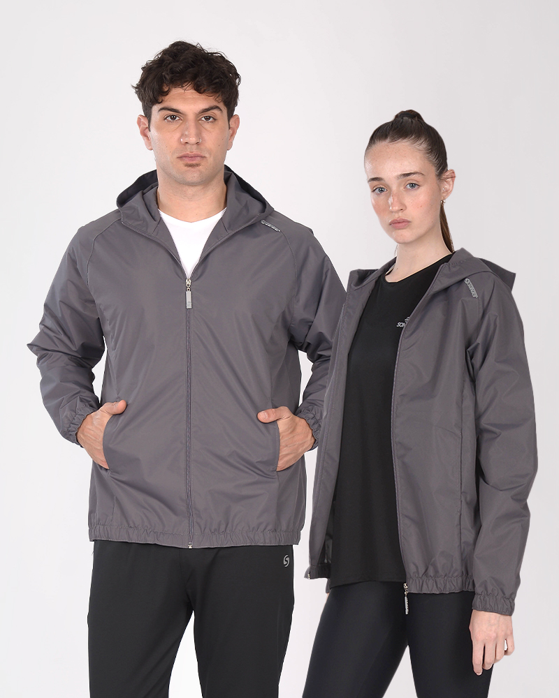Campera impermeable gris plomo
