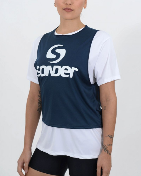 Pechera de poliéster liso azul marino claro