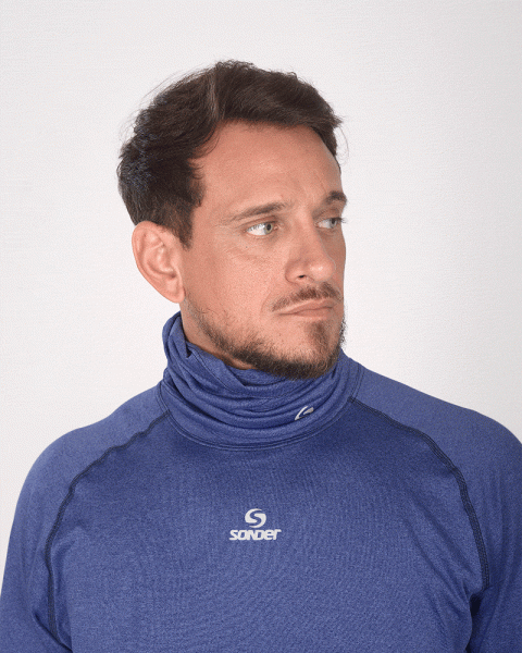 Cuello de microfibra elastizada liviana azul melange