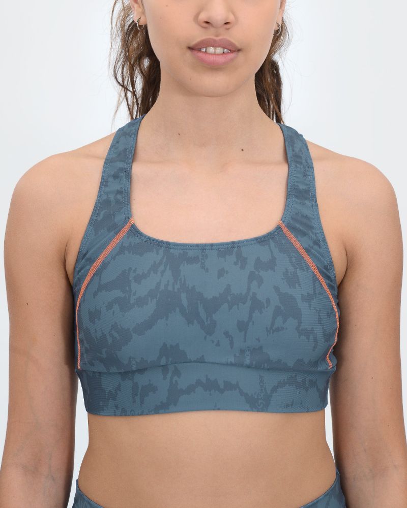 Top espalda alta de LYCRA estampada sansi azul