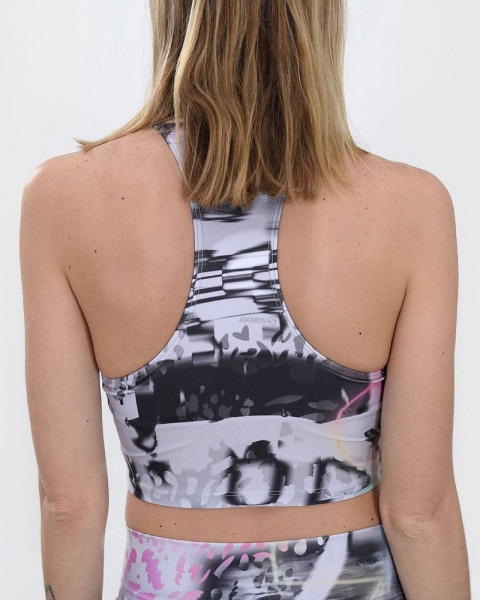 Top cerrado de LYCRA estampada tecno animal