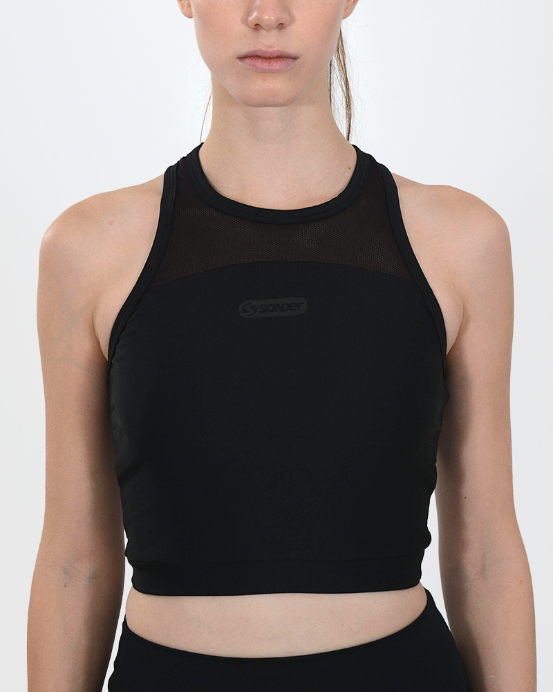 Top cerrado y largo de LYCRA combinado con transparencia