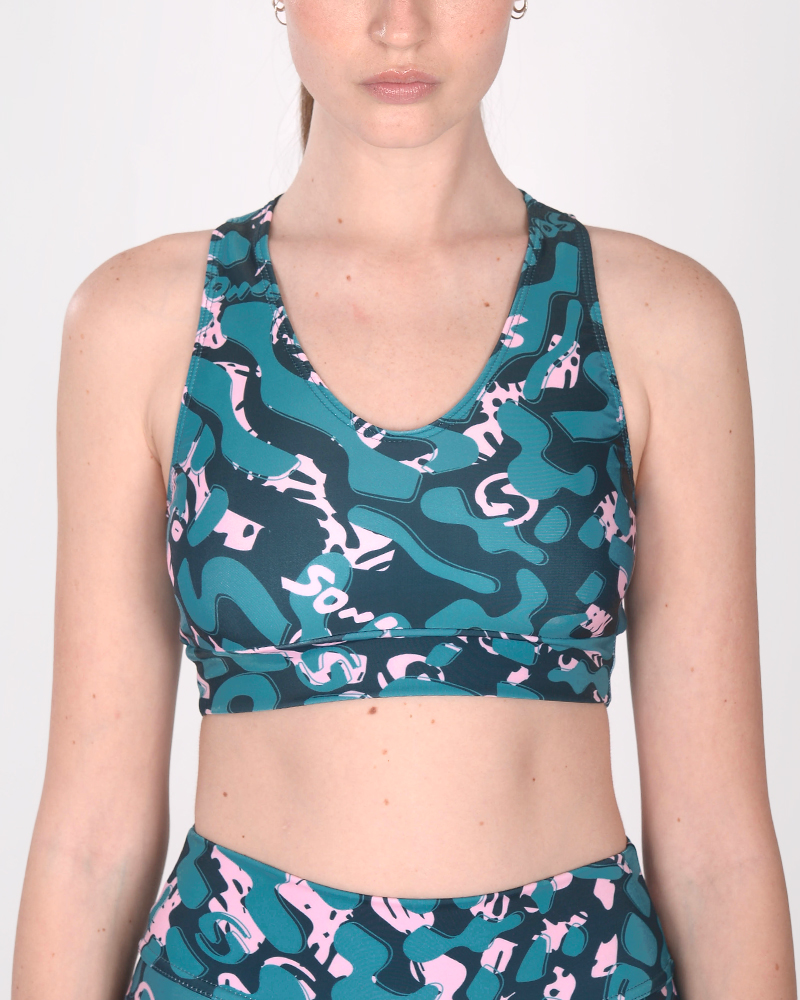 Top escote U de LYCRA estampada Huella Verde