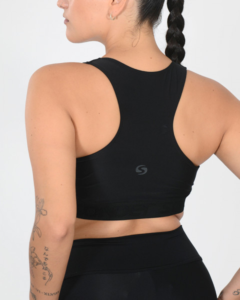 Top de LYCRA  negra con elástico nominativo