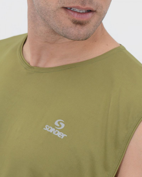 Sudadera de poliéster liviano combinado verde musgo