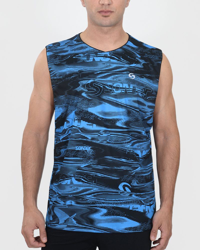 Sudadera de poliéster estampado duna azul