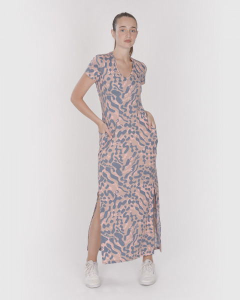 Vestido de jersey estampado Huella Azul con bolsillos