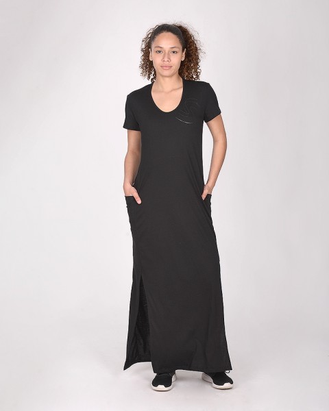Vestido largo de jersey liviano negro