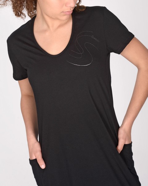 Vestido largo de jersey liviano negro