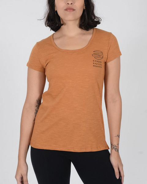 Remera larga de jersey flamé caramelo
