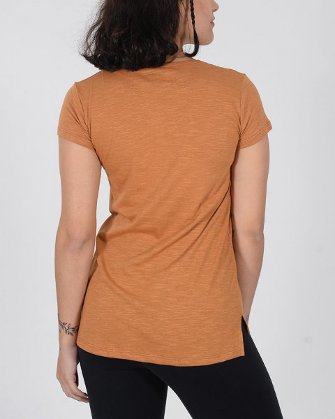 Remera larga de jersey flamé caramelo