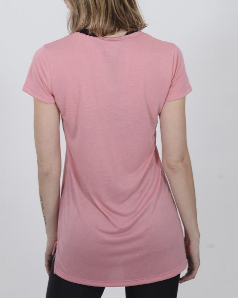 Remera larga de jersey rosa viejo con estampa