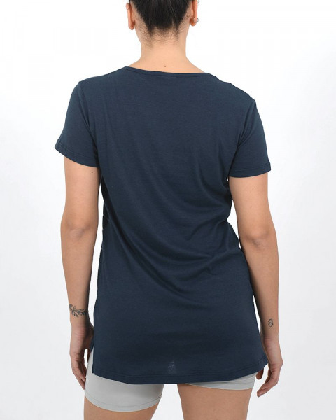 Remera larga de jersey azul marino con estampa