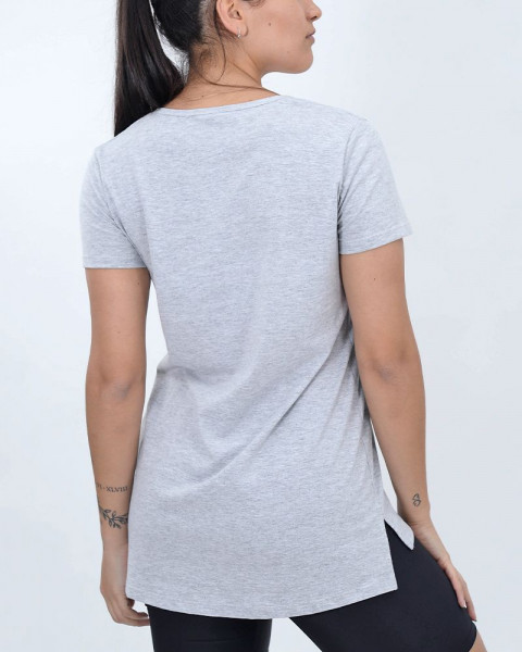 Remera evasé de jersey gris melange claro