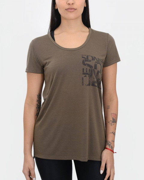 Remera larga evasé de jersey viscosa habano