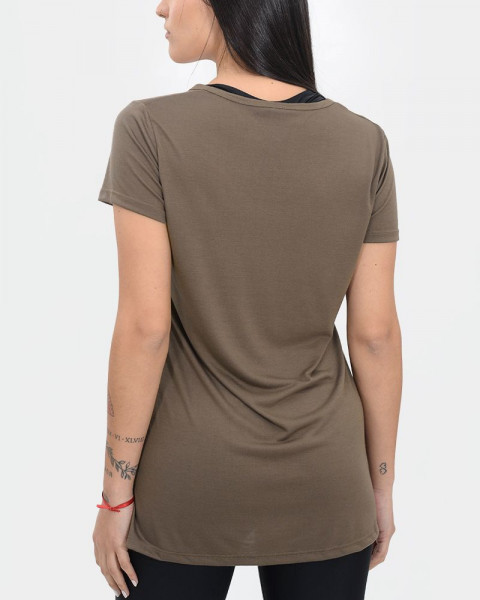 Remera larga evasé de jersey viscosa habano