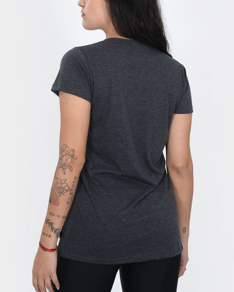 Remera evasé de jersey algodón gris oscuro melange con estampa