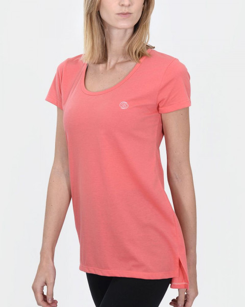 Remera evasé de jersey liviano rojo coral