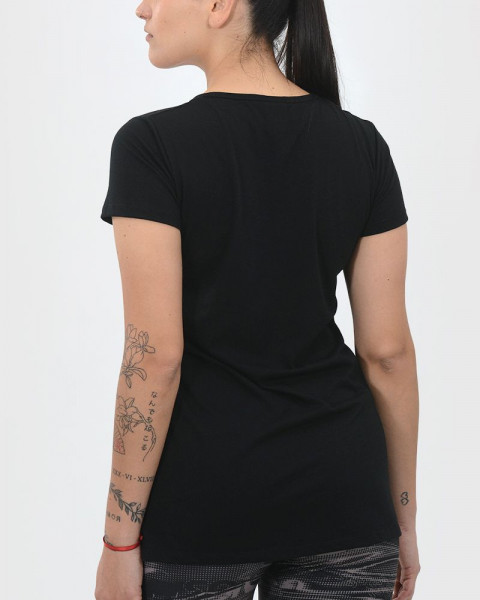 Remera larga evasé de jersey liviano negra