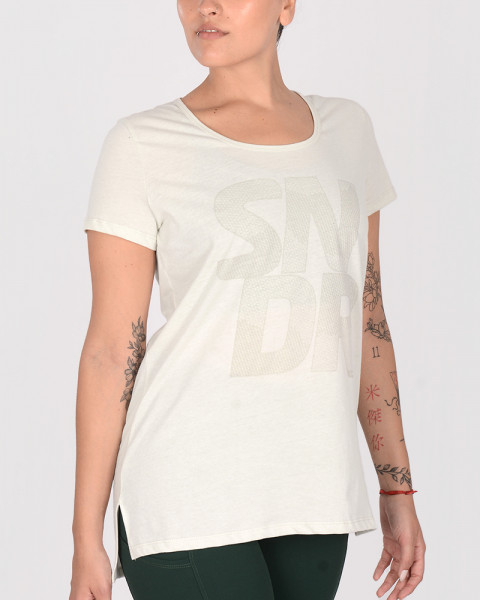 Remera larga evasé de jersey cemento claro