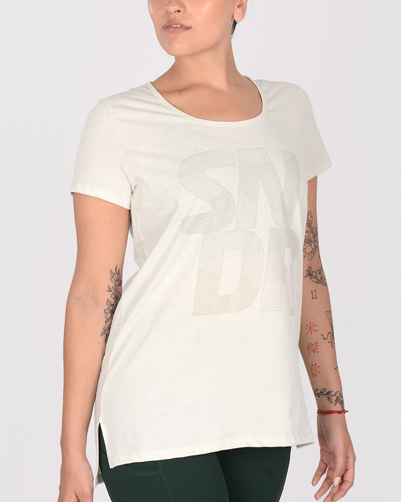 Remera larga evasé de jersey cemento claro