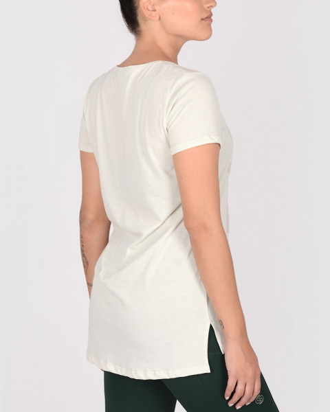 Remera larga evasé de jersey cemento claro
