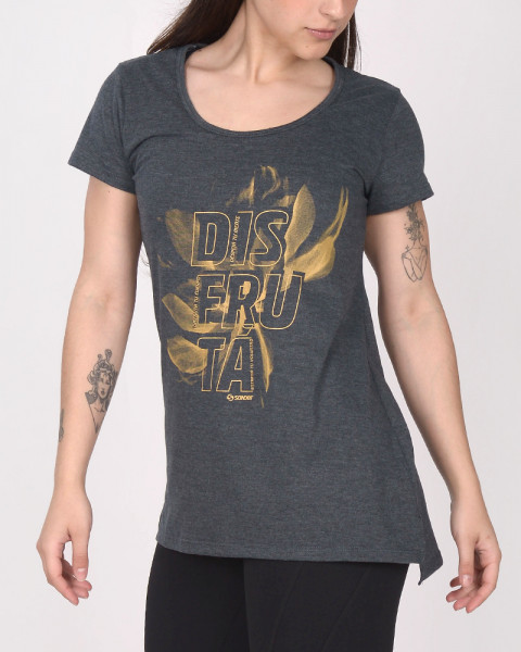 Remera larga evasé de jersey gris oscuro melange