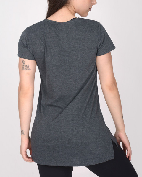 Remera larga evasé de jersey gris oscuro melange