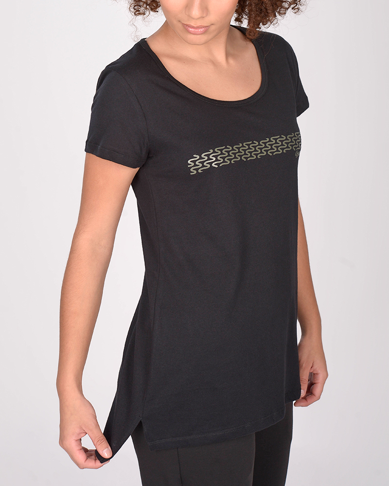 Remera larga evasé de jersey negro