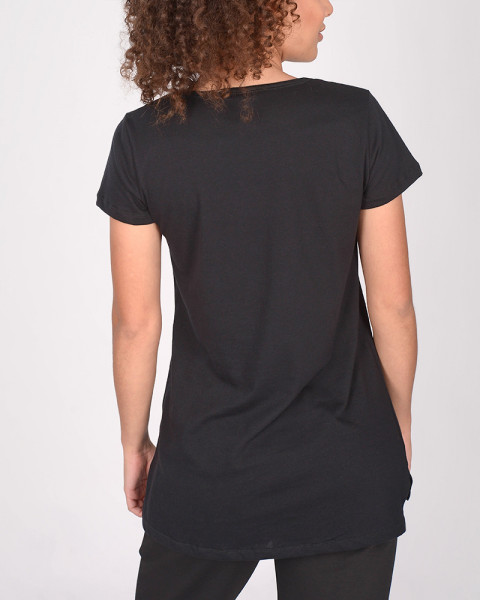 Remera larga evasé de jersey negro