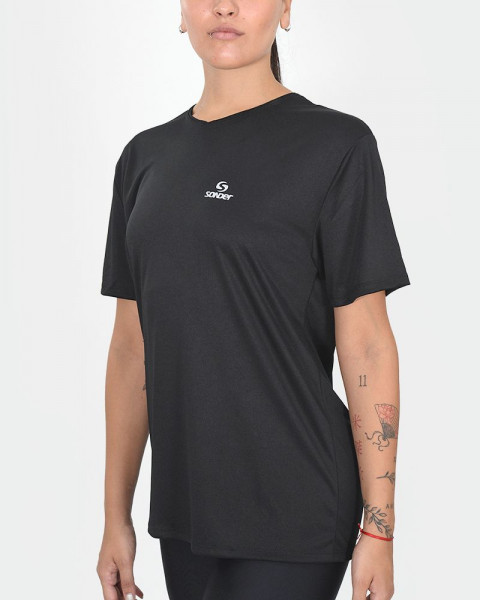 Remera básica de poliéster liso negra