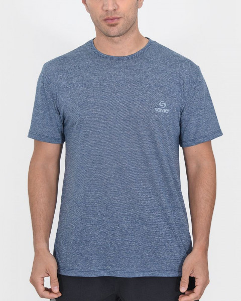Remera de jersey micro-rayado azul marino