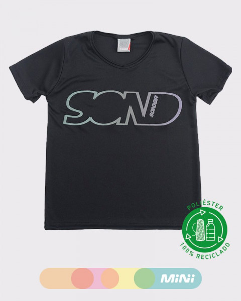 Remera de niño de poliéster reciclado negro