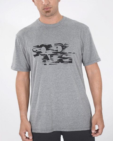 Remera de jersey gris melange con estampa