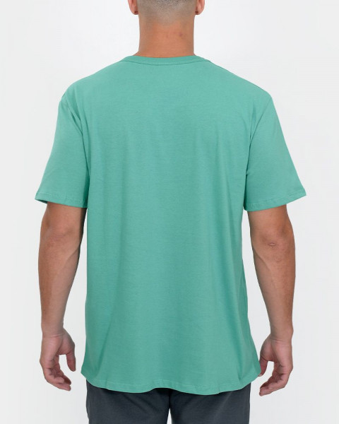 Remera de jersey liviano verde seco con estampa
