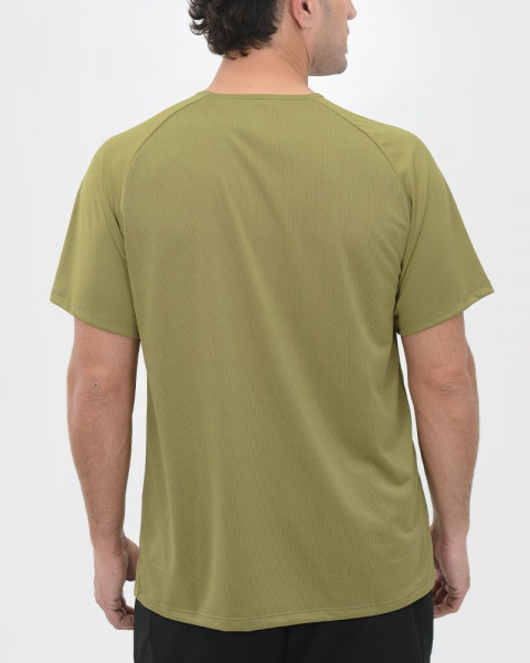 Remera de poliéster calado verde musgo