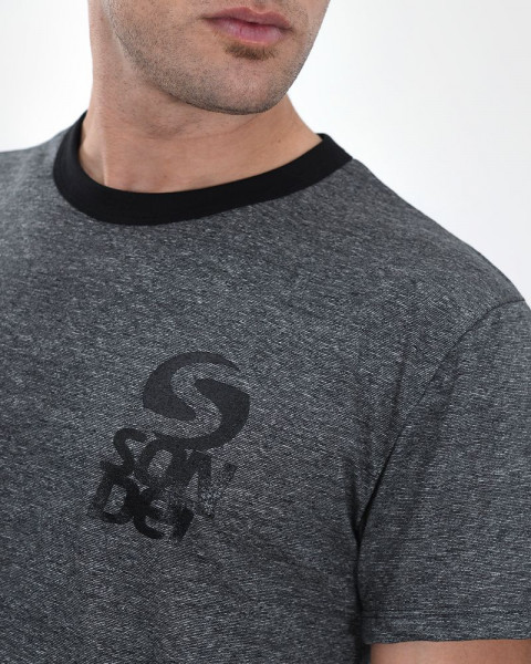 Remera de jersey fantasía negro melange