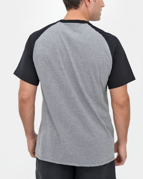 Remera de jersey gris melange con mangas combinada