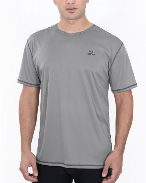 Remera de poliéster liviano gris acero