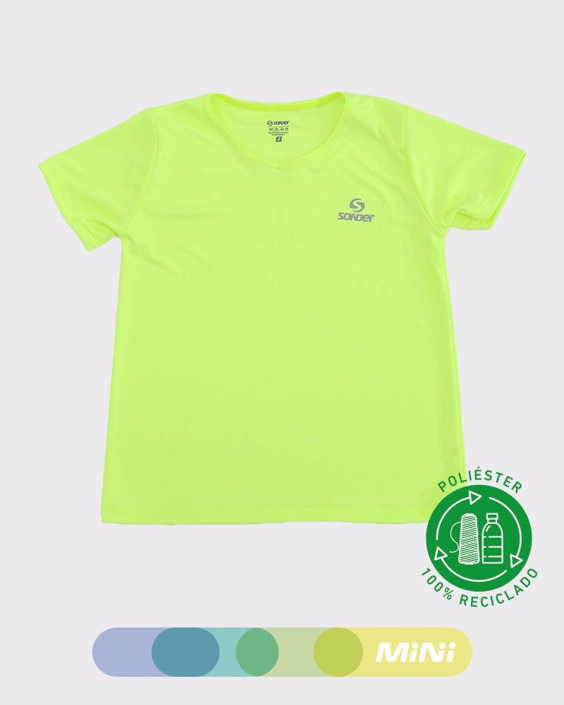 Remera de niño de poliéster reciclado amarillo flúo