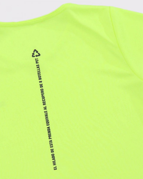 Remera de niño de poliéster reciclado amarillo flúo