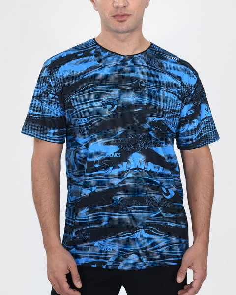 Remera de poliéster estampado duna azul