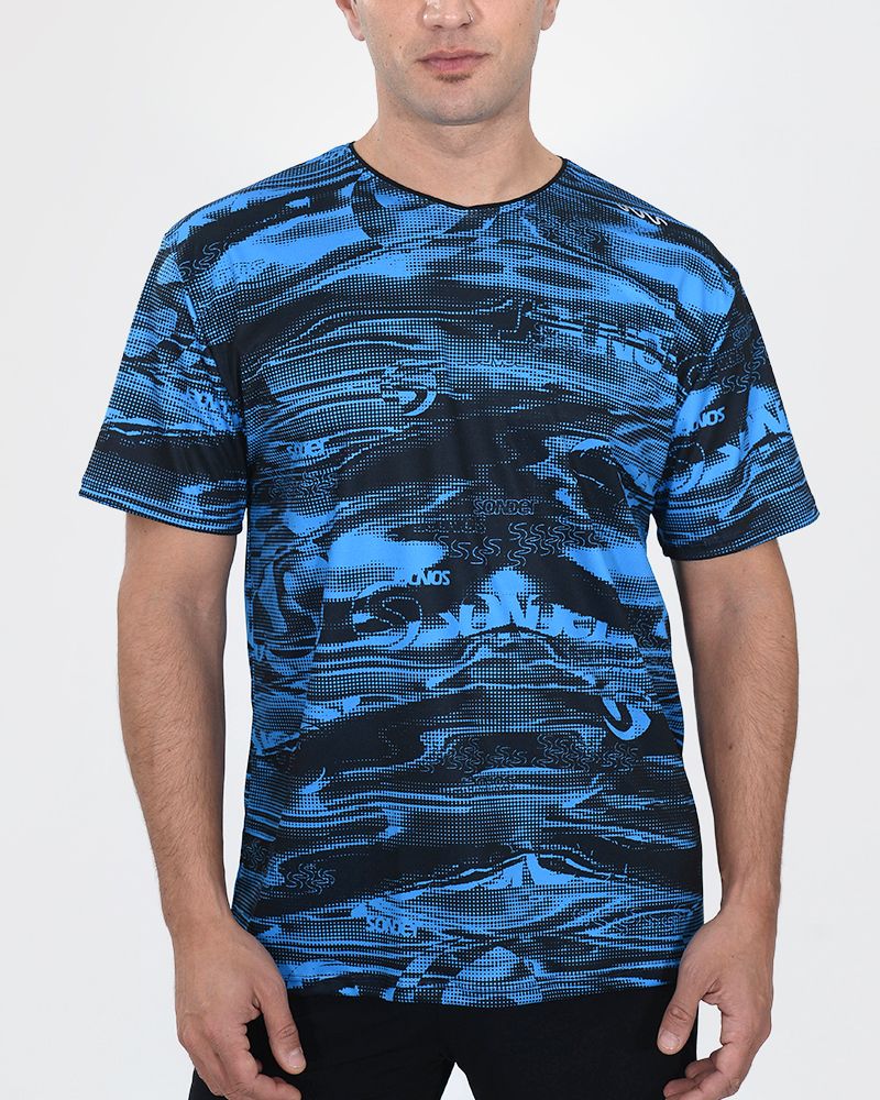 Remera de poliéster estampado duna azul