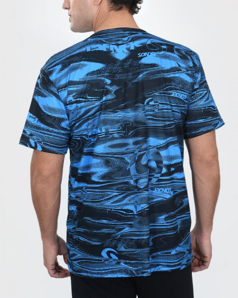 Remera de poliéster estampado duna azul