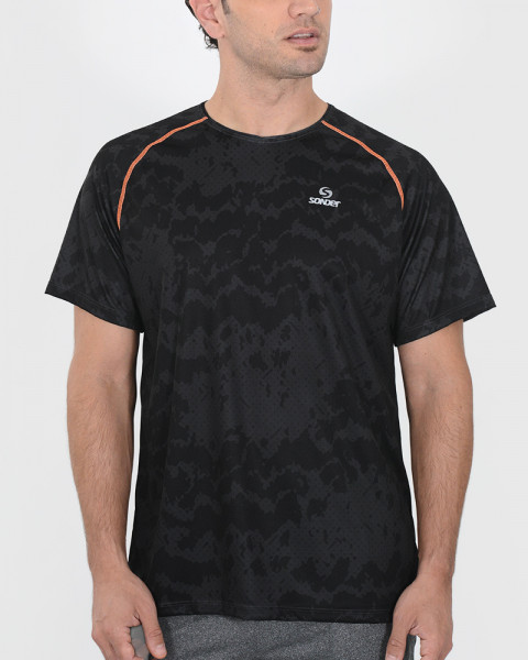 Remera clásica de poliéster estampado Mineral con costura flat