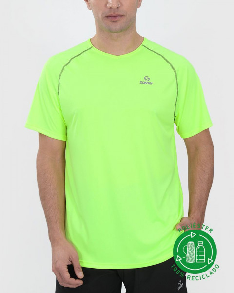 Remera de poliéster reciclado amarillo flúo