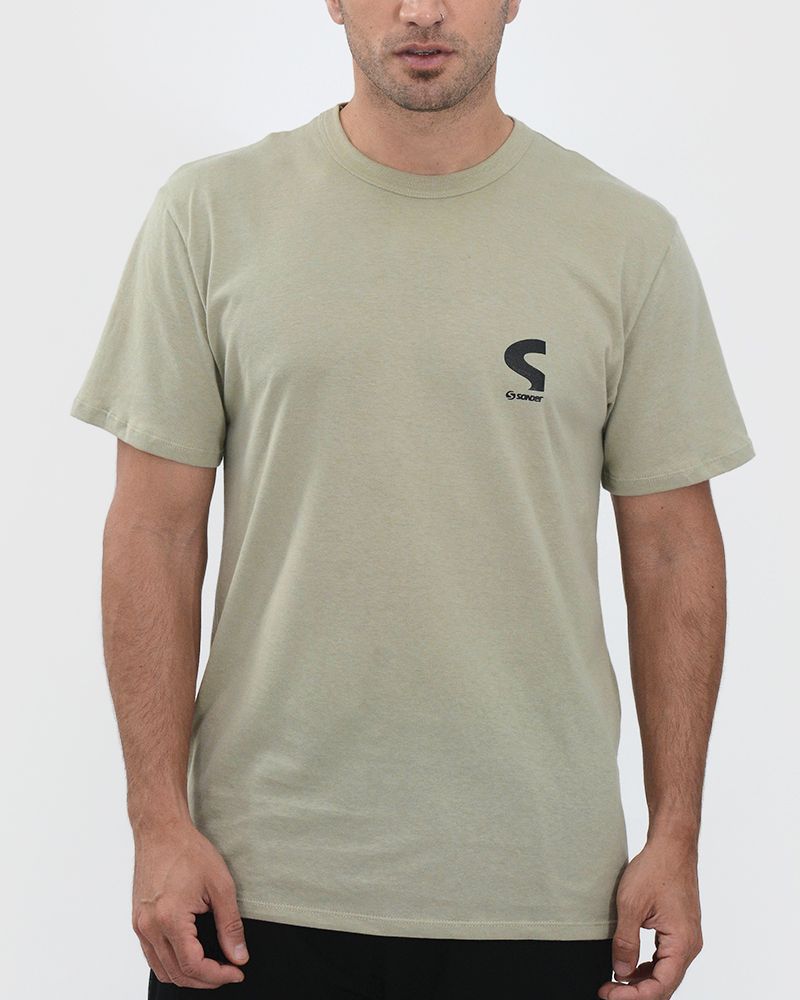 Remera clásica de jersey cemento grisáceo con estampa