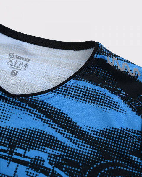 Remera de niño de poliéster estampado duna azul