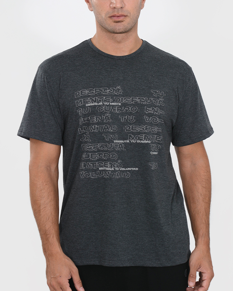 Remera de jersey gris oscuro melange con estampa